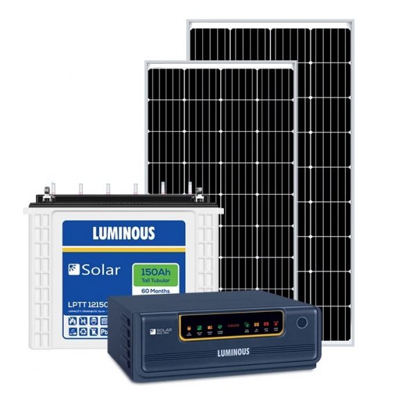 Off Grid Solar System - 1000VA, with 360 wp mono panel and 150 ah solar battery, for small home, shop etc.