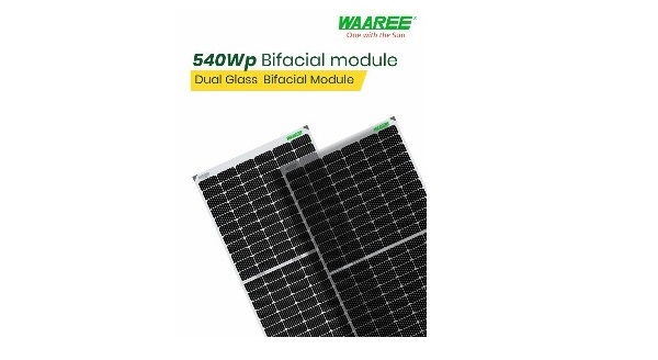 Waaree 540W Framed Dual Glass Mono PERC Bifacial Solar Panel - GERI